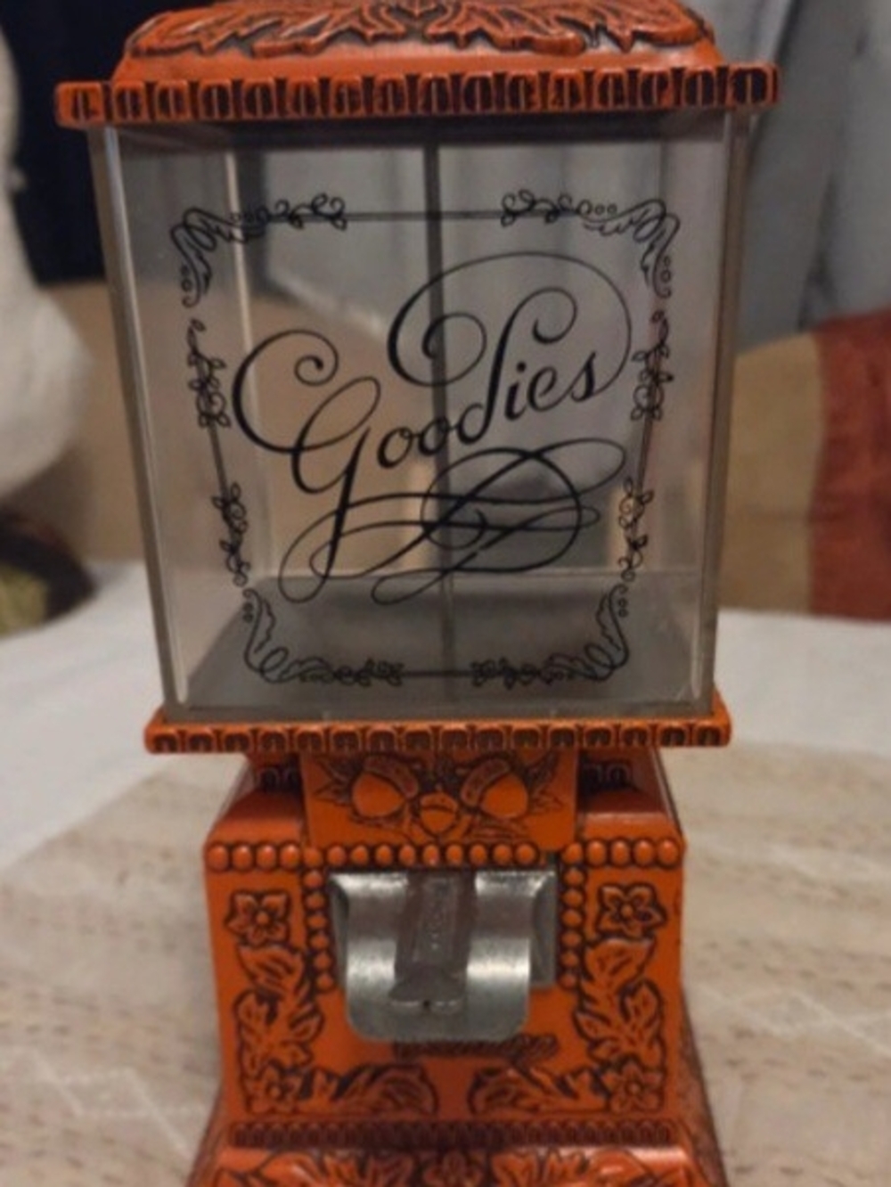 Vintage "Goodies" Candy & Nut Dispenser – Vibrant Ornate Orange 🥜